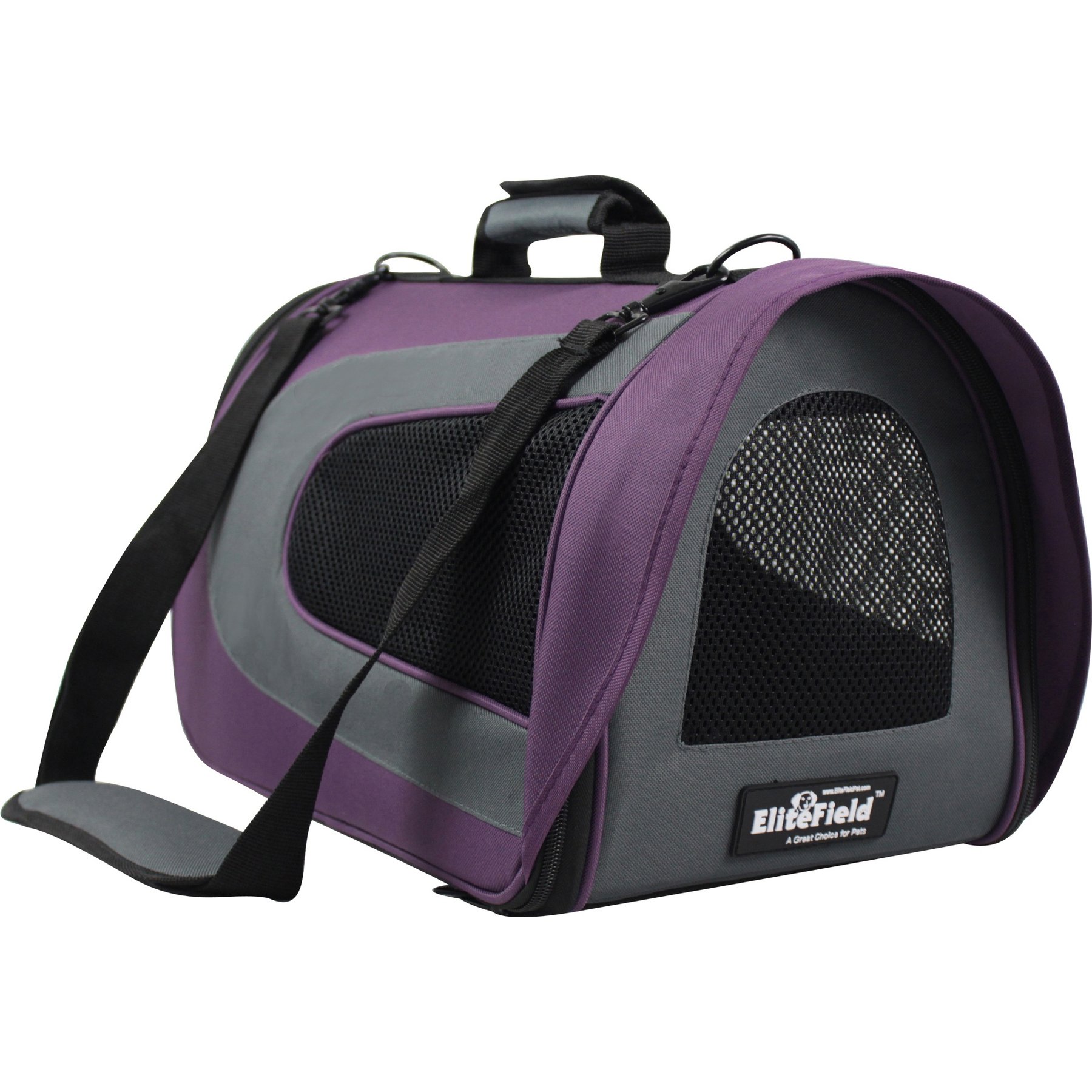 EliteField Deluxe Soft Airline-Approved Dog & Cat Carrier Bag, Purple/Gray, 18-in