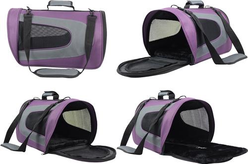Show full view: EliteField Deluxe Soft Airline-Approved Dog & Cat Carrier Bag, Purple/Gray, 20-in slide 4 of 6