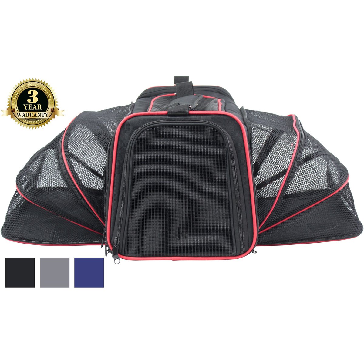 EliteField Expandable Soft Airline-Approved Dog & Cat Carrier Bag, Black, 17-in