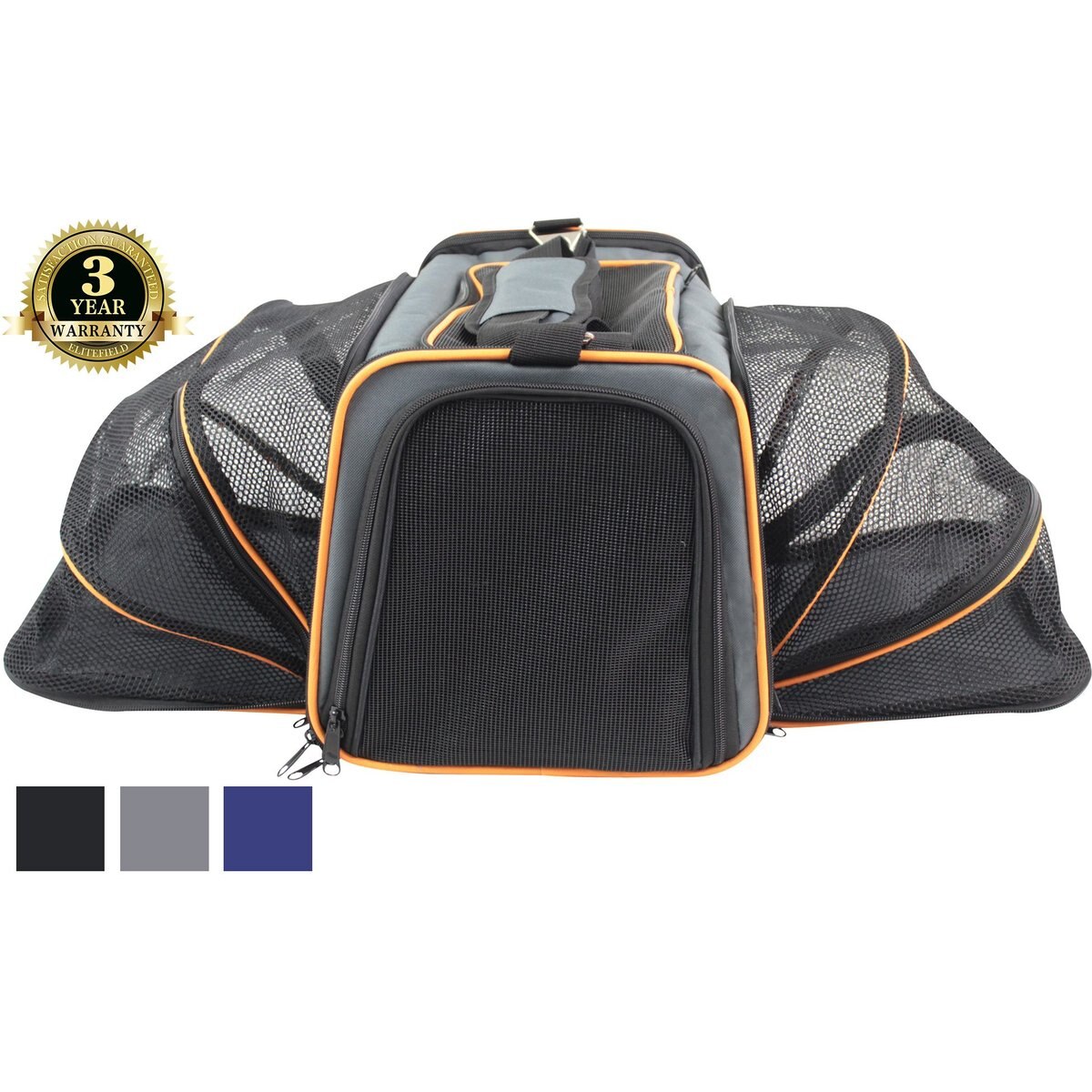 EliteField Expandable Soft Airline-Approved Dog & Cat Carrier Bag, Gray, 20-in