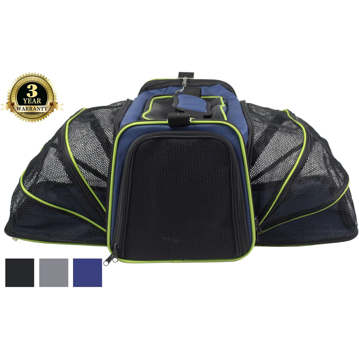 EliteField Expandable Soft Airline-Approved Dog & Cat Carrier Bag, Navy Blue, 17-in