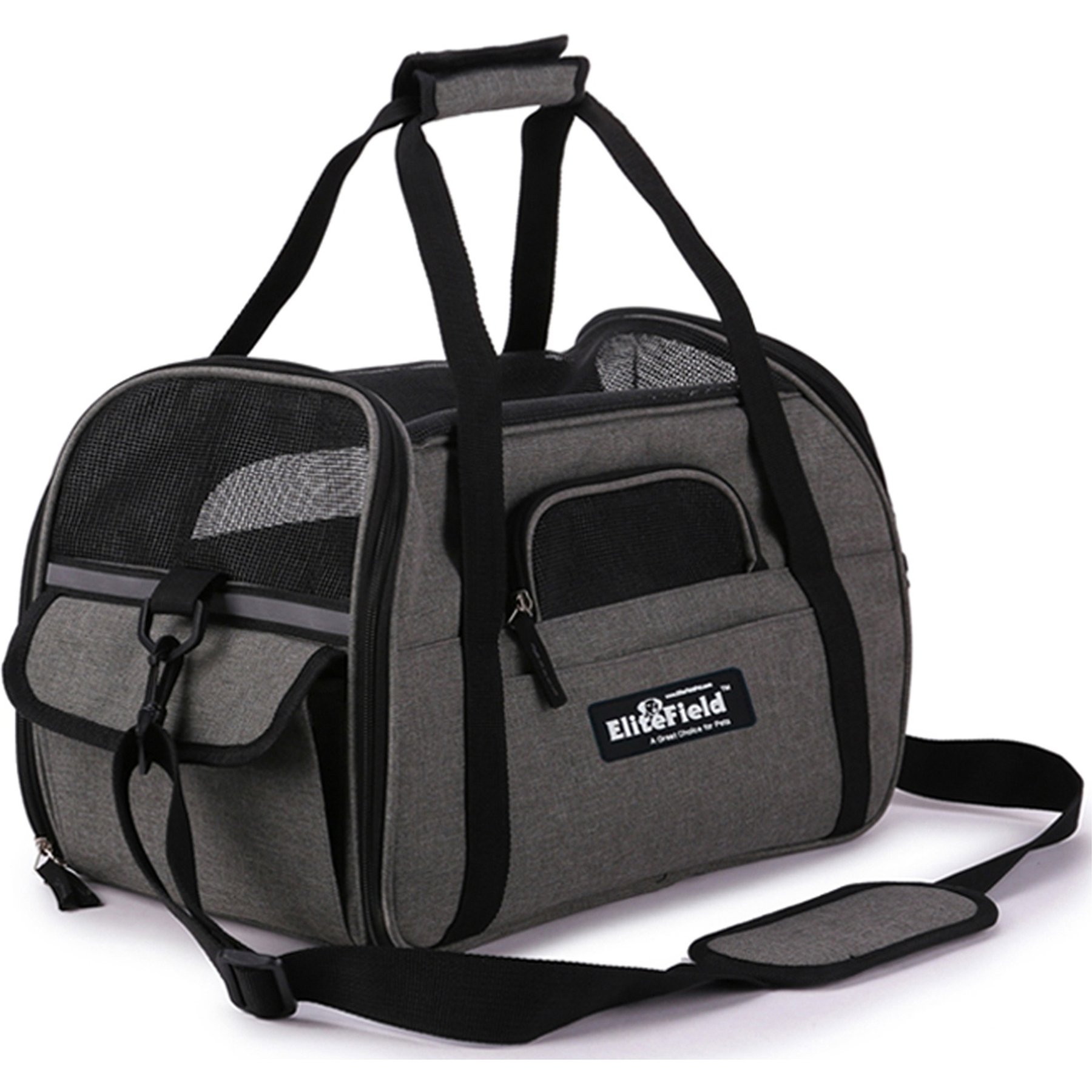 EliteField Soft-Sided Airline-Approved Dog & Cat Carrier Bag, Charcoal Gray, 19-in