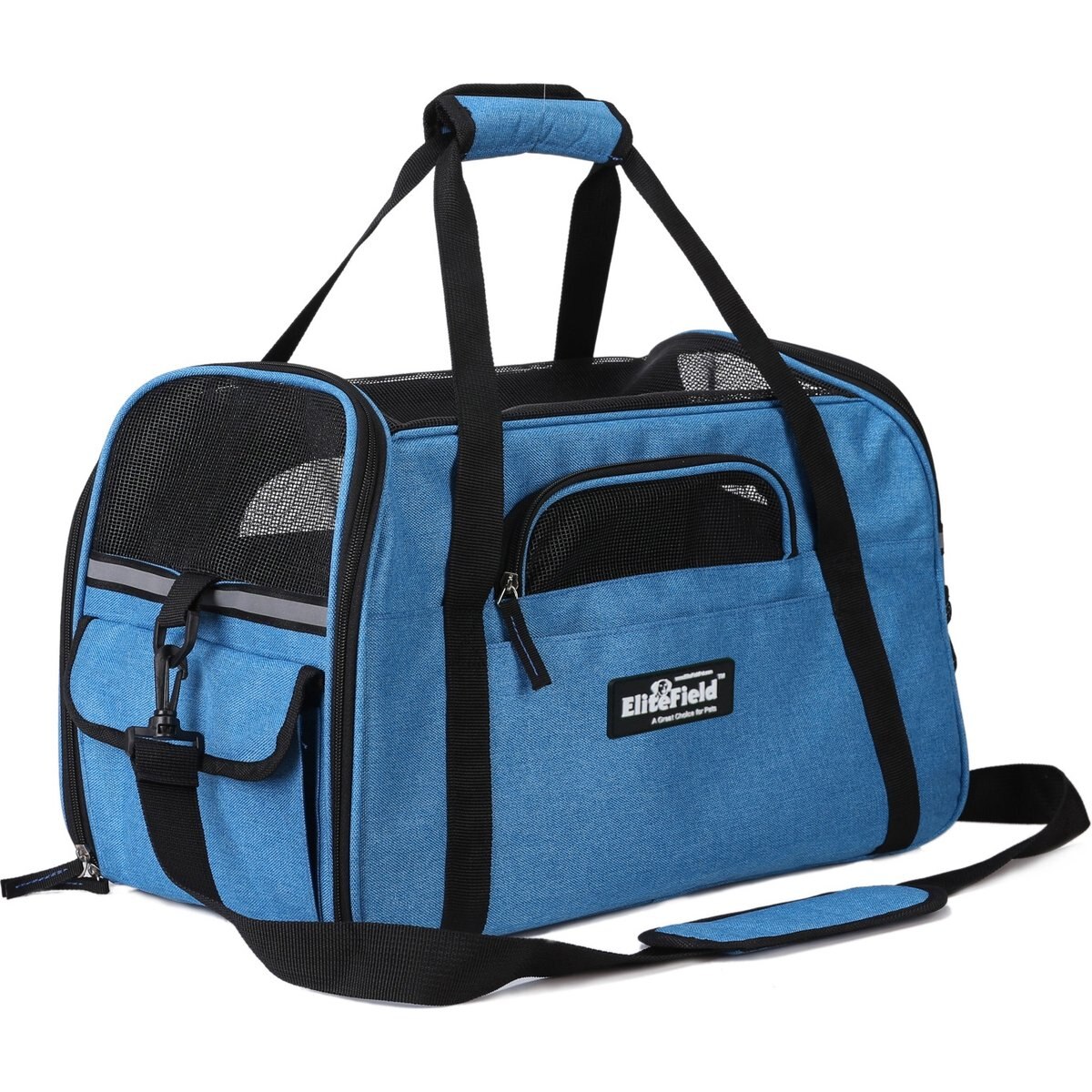 EliteField Soft-Sided Airline-Approved Dog & Cat Carrier Bag, Sapphire Blue, 17-in