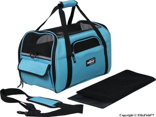 Show full view: EliteField Soft-Sided Airline-Approved Dog & Cat Carrier Bag, Sky Blue, 17-in slide 4 of 9