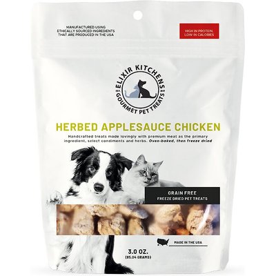 Elixir Kitchens Elixir Kitchens Herbed Applesauce Chicken Freeze-Dried Dog & Cat Treats, 3-oz bag