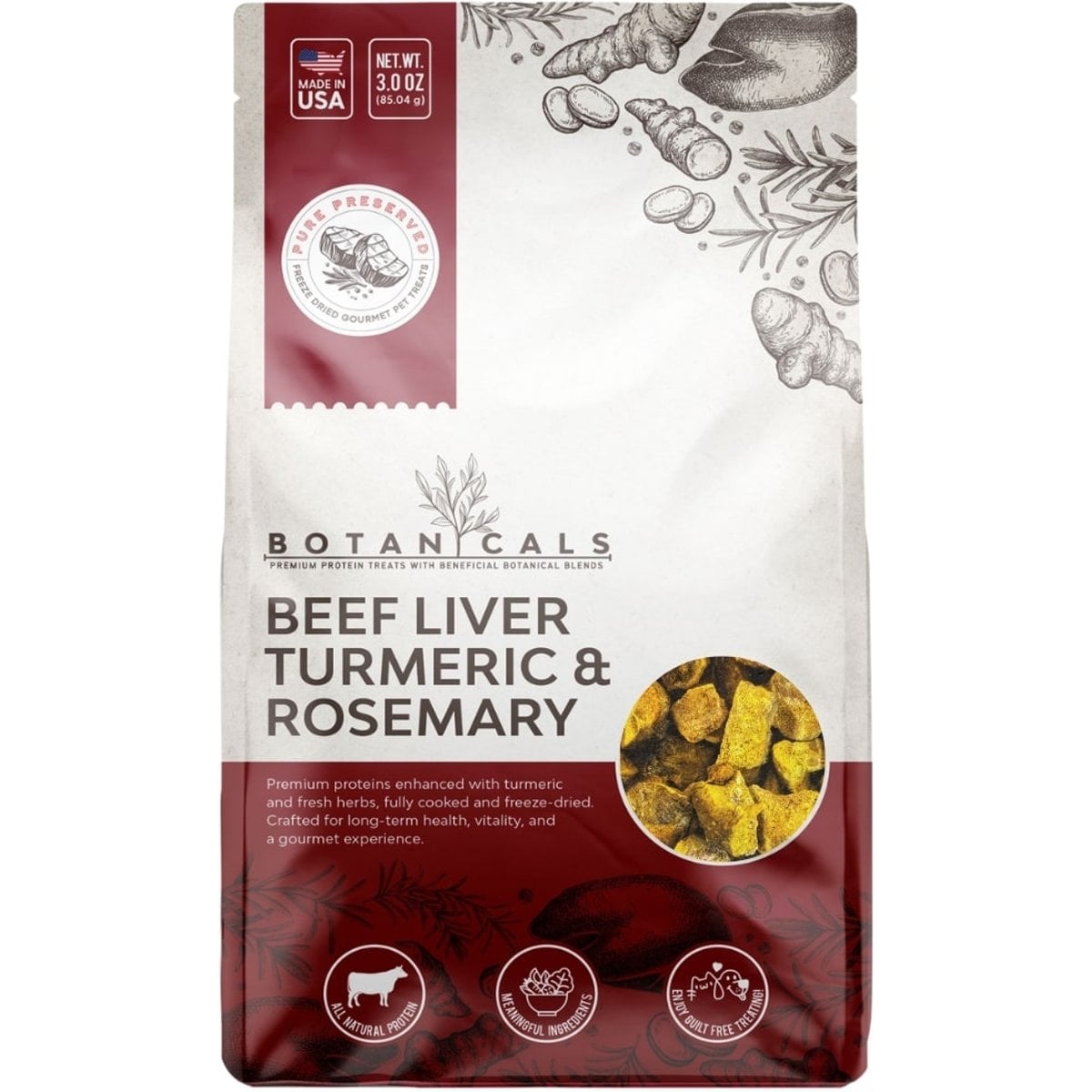 Elixir Kitchens Pure Preserved Botanicals Freeze-Dried Beef Liver Dog Treats, 3.0-oz bag
