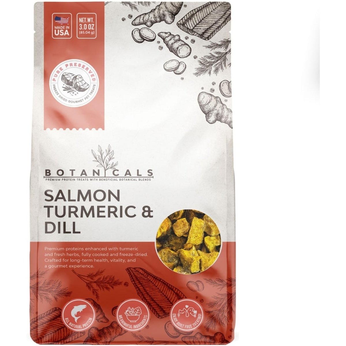 Elixir Kitchens Pure Preserved Botanicals Freeze-Dried Salmon Dog Treats, 3.0-oz bag