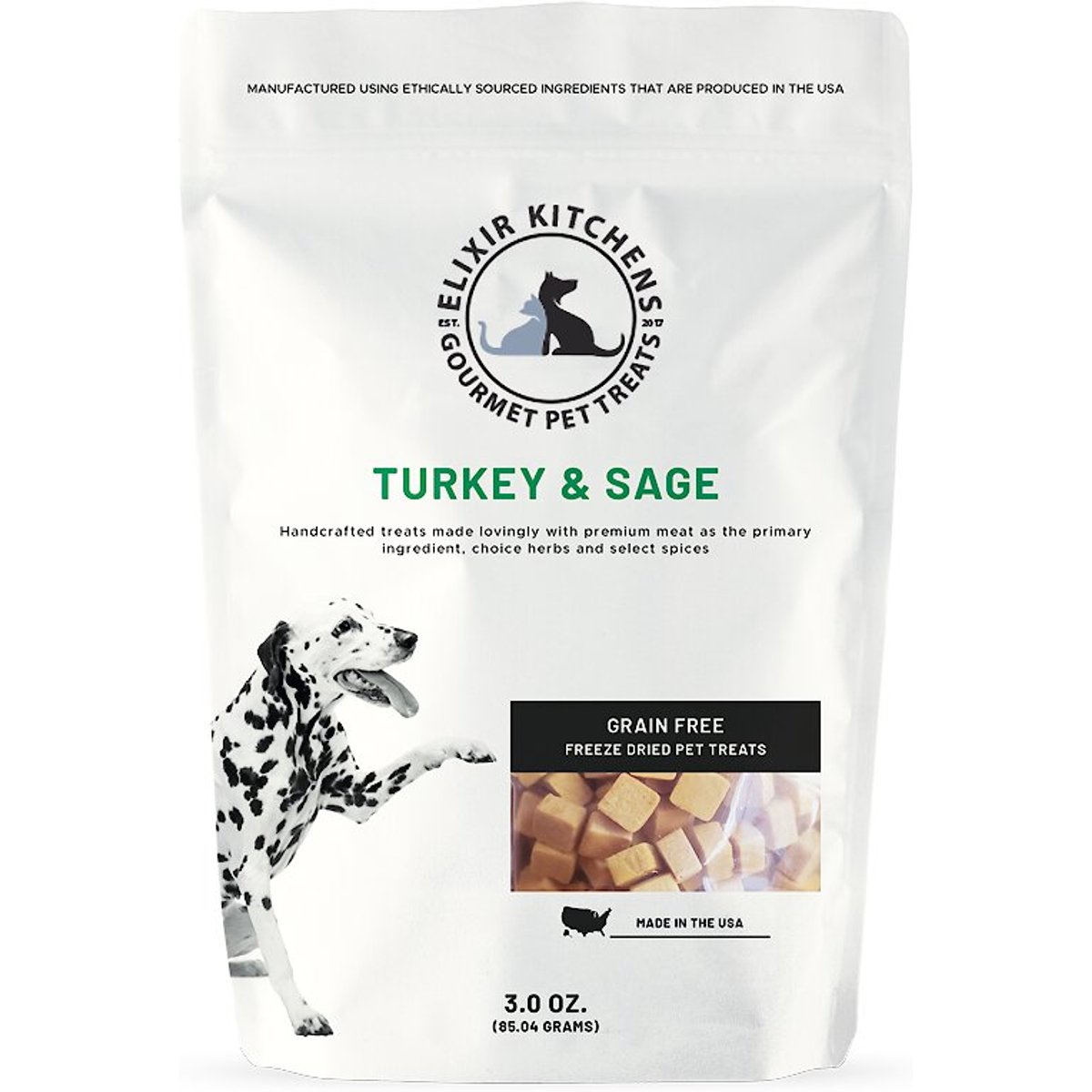 Elixir Kitchens Turkey & Sage Freeze-Dried Dog & Cat Treats, 3-oz bag