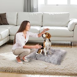 Elle Printed Microsuede Plush Bottom Dog Tufted Mat, Gray, Small slide 2 of 8