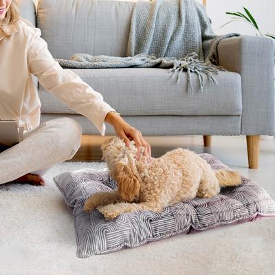 Show full view: Elle Printed Microsuede Plush Bottom Dog Tufted Mat, Gray, Small slide 5 of 8