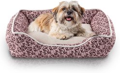 Elle Printed Microsuede Plush Cuddler Bolster Dog Bed, Blush, Blush