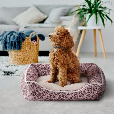 Show full view: Elle Printed Microsuede Plush Cuddler Bolster Dog Bed, Blush, Blush slide 4 of 8