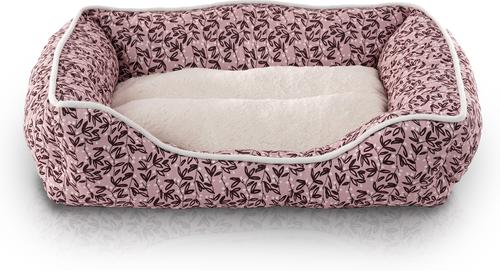 Show full view: Elle Printed Microsuede Plush Cuddler Bolster Dog Bed, Blush, Blush slide 7 of 8