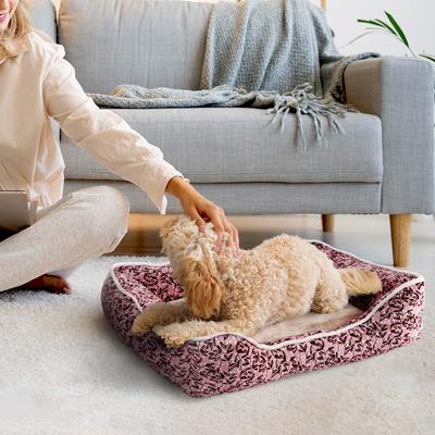 Show full view: Elle Printed Microsuede Plush Cuddler Bolster Dog Bed, Blush, Blush slide 5 of 8