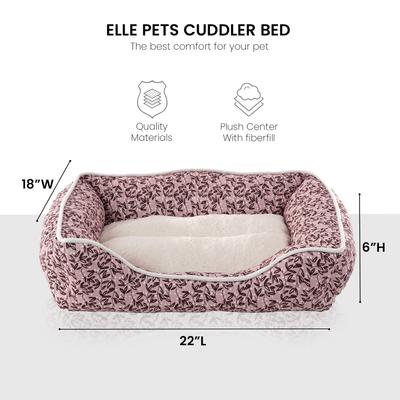 Show full view: Elle Printed Microsuede Plush Cuddler Bolster Dog Bed, Blush, Blush slide 2 of 8