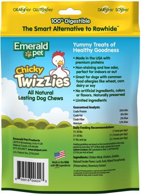Show full view: Emerald Pet Chicky Twizzies Grain-Free Dog Treats, 6 count, 6-in slide 3 of 9