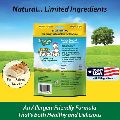 Show full view: Emerald Pet Chicky Twizzies Grain-Free Dog Treats, 6 count, 6-in slide 7 of 9