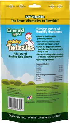 Show full view: Emerald Pet Chicky Twizzies Grain-Free Dog Treats, 6 count, 9-in slide 3 of 7