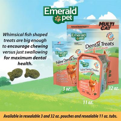 Show full view: Emerald Pet Feline Dental Salmon Grain-Free Cat Treats, 32-oz bag slide 10 of 11