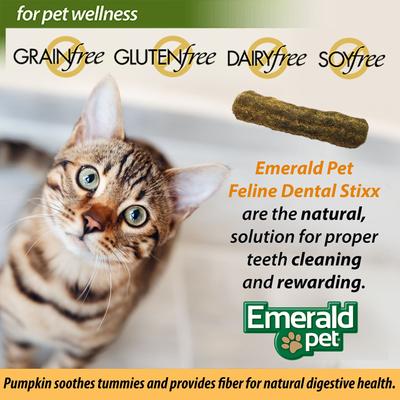 Show full view: Emerald Pet Feline Dental Stixx Catnip Flavor with Pumpkin Grain-Free Dental Cat Treats, 3.6-oz bag slide 7 of 9