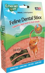 Emerald Pet Feline Dental Stixx with Salmon & Pumpkin Grain-Free Dental Cat Treats, 3.6-oz bag