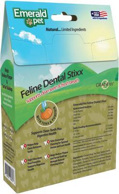 Show full view: Emerald Pet Feline Dental Stixx with Tuna & Pumpkin Grain-Free Dental Cat Treats, 3.6-oz bag slide 3 of 9