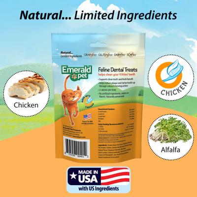 Show full view: Emerald Pet Feline Dental Treats with Chicken Cat Treats, 12-oz bundle  slide 6 of 9