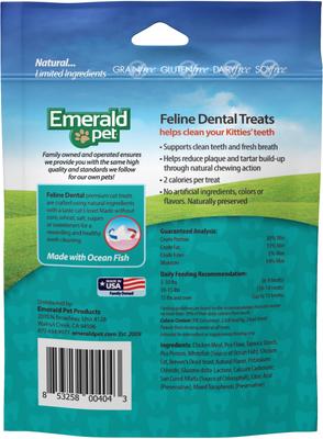Show full view: Emerald Pet Feline Dental Treats with Ocean Fish Cat Treats, 3-oz Bag slide 3 of 8