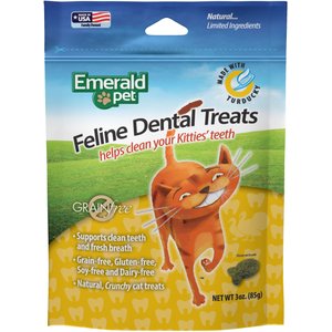 Emerald Pet Feline Dental Treats with Turducky Cat Treats, 3-oz bag