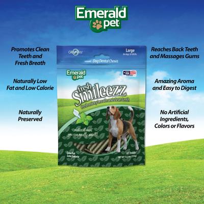 Show full view: Emerald Pet Fresh Smileezz Large Grain-Free Dental Dog Treats, 12 count slide 5 of 9