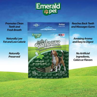 Show full view: Emerald Pet Fresh Smileezz Medium Grain-Free Dental Dog Treats, 18 count slide 5 of 9