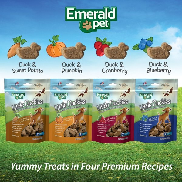 Emerald Pet Grain-Free Little Duckies with Duck & Cranberry Dog Treats
