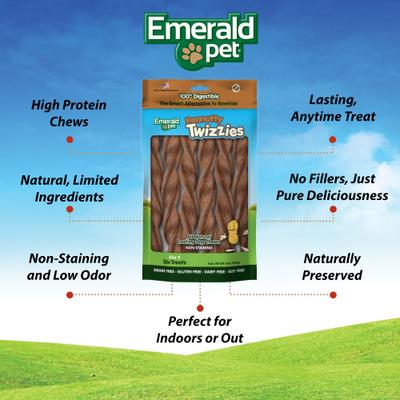 Show full view: Emerald Pet Peanutty Twizzies Grain-Free Dog Treats, 1 count, 9-in slide 4 of 6