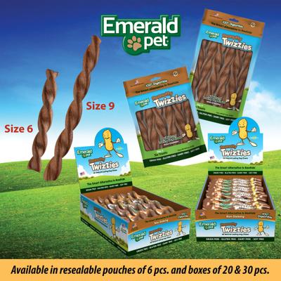 Show full view: Emerald Pet Peanutty Twizzies Grain-Free Dog Treats, 6 count, 6-in slide 9 of 10