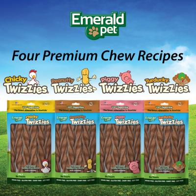 Show full view: Emerald Pet Peanutty Twizzies Grain-Free Dog Treats, 6 count, 9-in slide 6 of 9