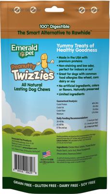 Show full view: Emerald Pet Peanutty Twizzies Grain-Free Dog Treats, 6 count, 9-in slide 3 of 9