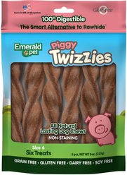 Emerald Pet Piggy Twizzies Grain-Free Dog Treats, 6 count, 6-in