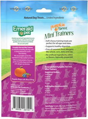 Show full view: Emerald Pet Pumpkin Harvest Mini Trainers Mixed Berry Soft & Chewy Dog Treats, 6-oz bag slide 3 of 8