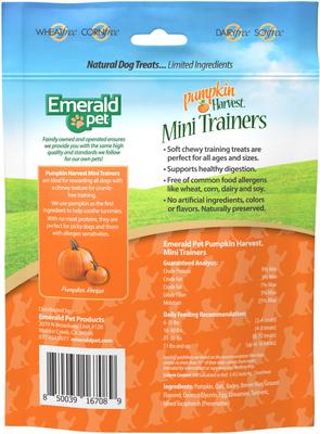 Show full view: Emerald Pet Pumpkin Harvest Mini Trainers Pumpkin Soft & Chewy Dog Treats, 6-oz bag slide 3 of 8