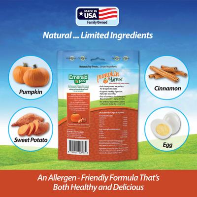 Show full view: Emerald Pet Pumpkin Harvest Oven Baked with Sweet Potato Chicken-Free Dog Treats, 6-oz bag slide 5 of 9