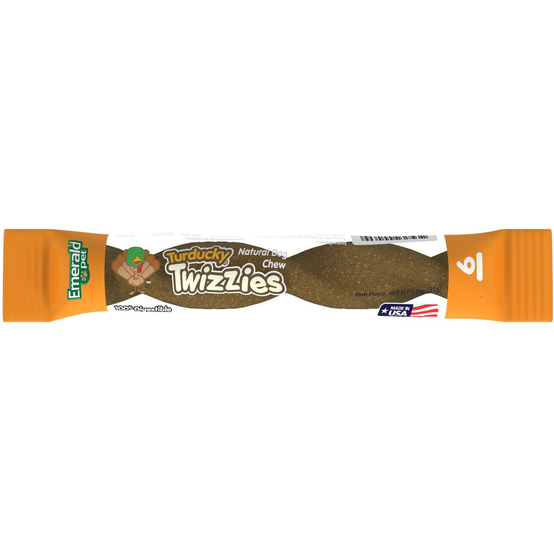 Emerald Pet Turducky Twizzies Grain-Free Dog Treats, 1 count, 6-in