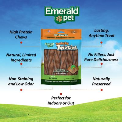 Show full view: Emerald Pet Turducky Twizzies Grain-Free Dog Treats, 1 count, 6-in slide 4 of 7