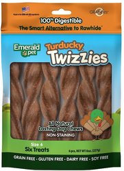Emerald Pet Turducky Twizzies Grain-Free Dog Treats, 6 count, 6-in