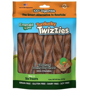 Emerald Pet Turducky Twizzies Grain-Free Dog Treats, 6 count, 6-in