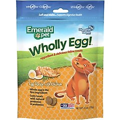 Emerald Pet Wholly Egg Chicken Cat Treats, 2.5-oz bag