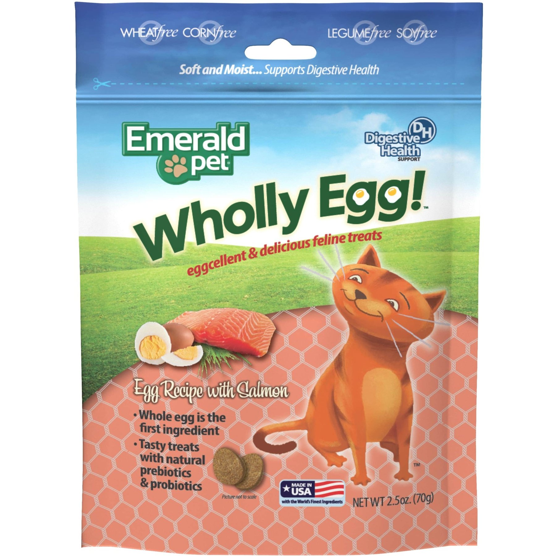Emerald Pet Wholly Egg Salmon Cat Treats, 2.5-oz bag
