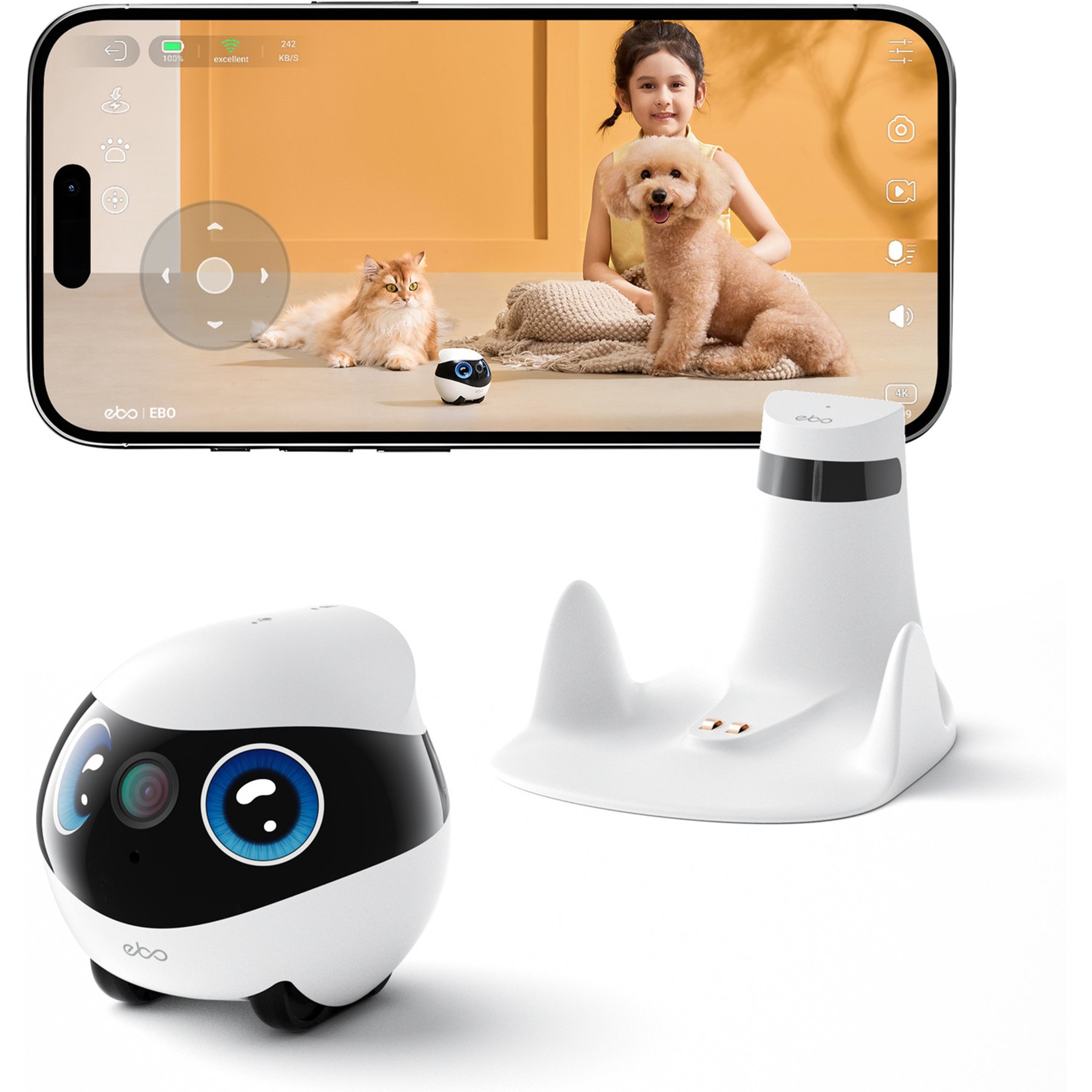 ENABOT EBO Mini Camera Remote Controlled Robot Pet, White