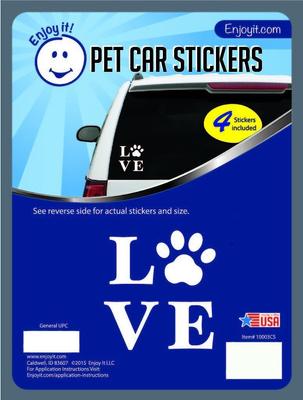 Show full view: Enjoy It Love & Paw Car Sticker, 4 count slide 1 of 2