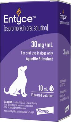 Show full view: Entyce (capromorelin) Oral Solution for Dogs, 30-mg/mL, 10-mL, 2 Count slide 6 of 10