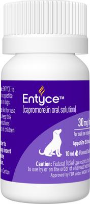 Show full view: Entyce (capromorelin) Oral Solution for Dogs, 30-mg/mL, 10-mL, 2 Count slide 2 of 10